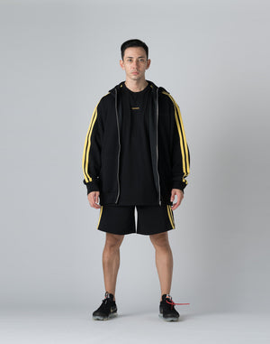 CRONOS DOUBLE STRIPES ZIP HOODIE【BLACK×YELLOW】