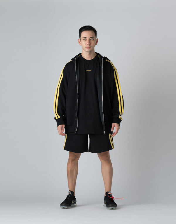 CRONOS DOUBLE STRIPES ZIP HOODIE【BLACK×YELLOW】