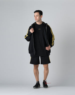 CRONOS DOUBLE STRIPES ZIP HOODIE【BLACK×YELLOW】