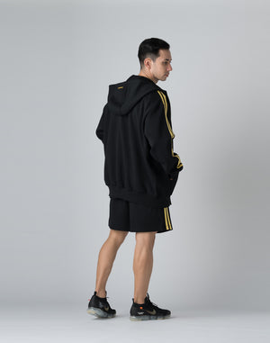 CRONOS DOUBLE STRIPES ZIP HOODIE【BLACK×YELLOW】