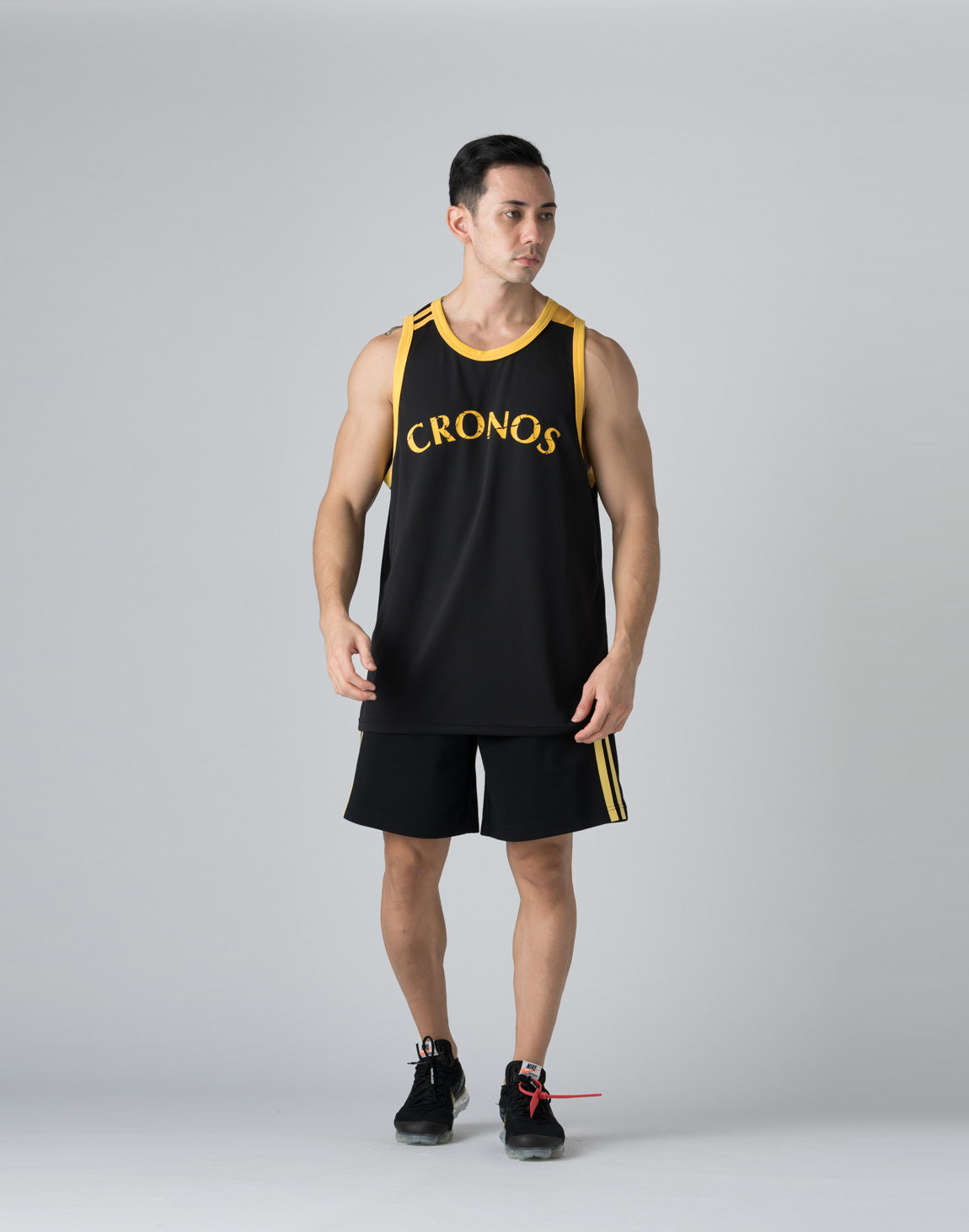 CRONOS ONE SIDE DOUBLE STRIPES TANKTOP【BLACK×YELLOW】 – クロノス CRONOS Official  Store