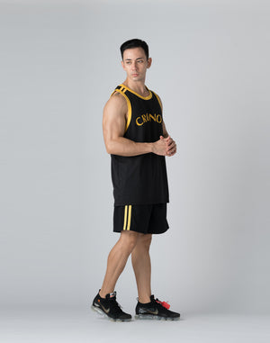 CRONOS DOUBLE STRIPES SHORTS【BLACK×YELLOW】