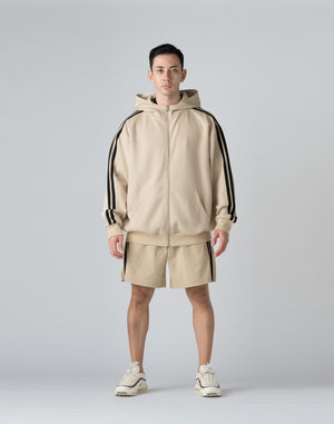 CRONOS DOUBLE STRIPES ZIP HOODIE【CREAM】