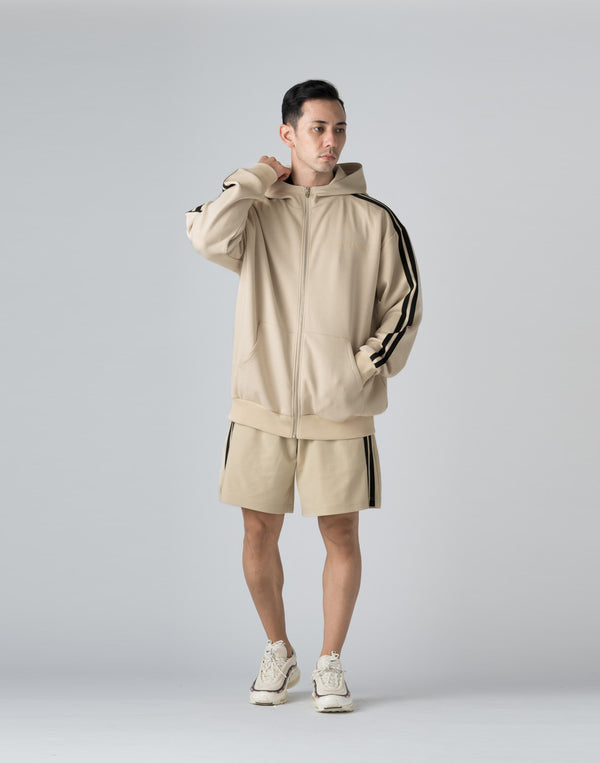 CRONOS DOUBLE STRIPES ZIP HOODIE【CREAM】