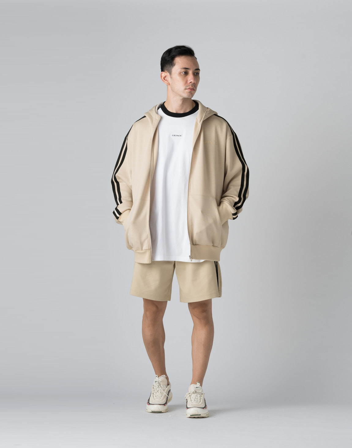 CRONOS DOUBLE STRIPES SHORTS【CREAM】 – クロノス CRONOS Official Store