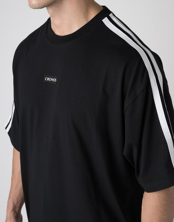 CRONOS DOUBLE STRIPES OVERSIZE T-SHIRTS【BLACK×YELLOW】