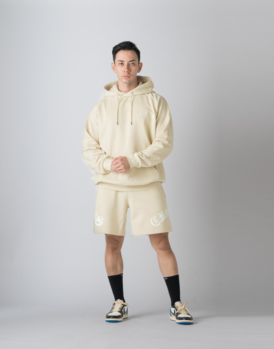 CRONOS BLACKLETTER FONT HOODIE【CREAM】