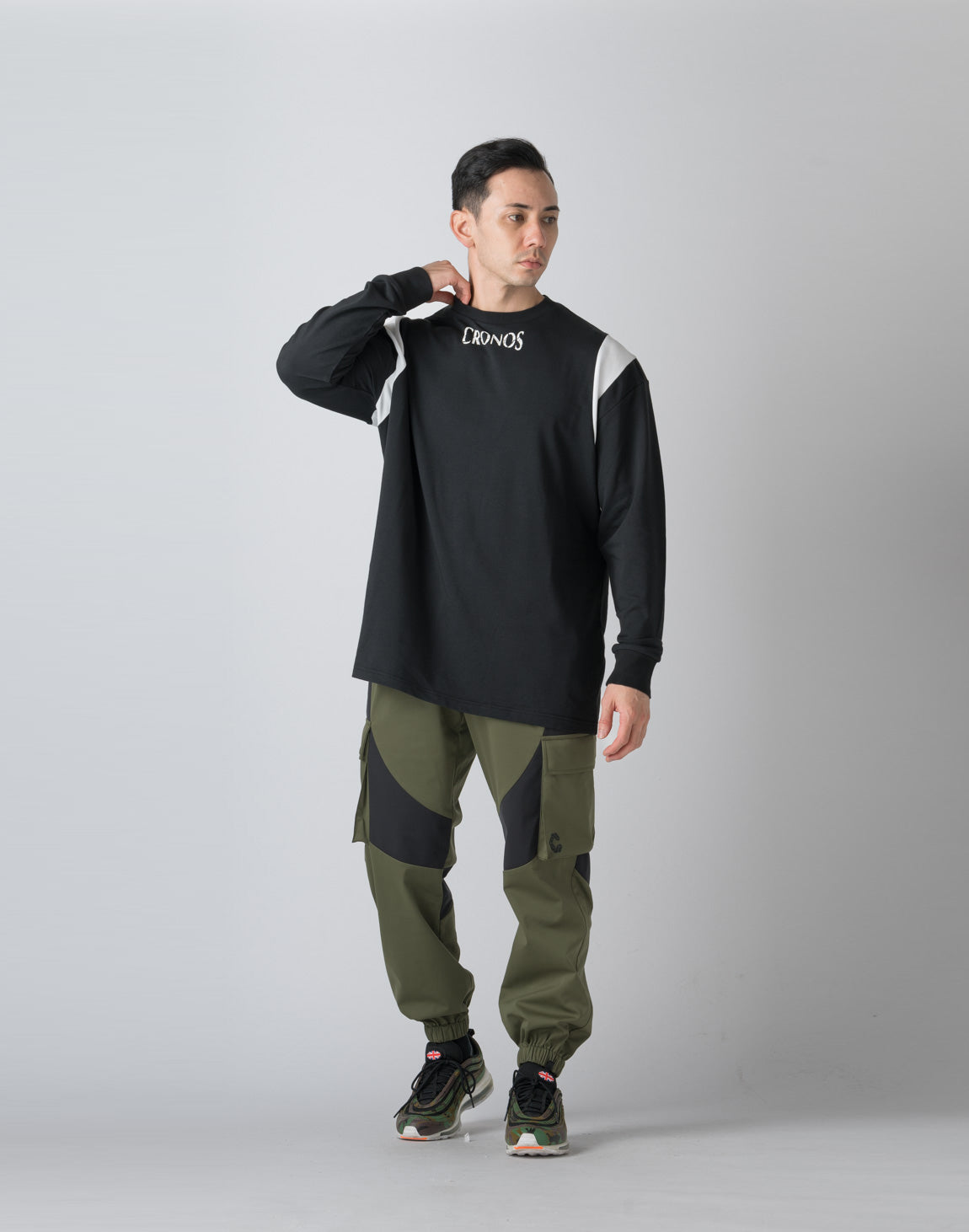 CRONOS SHOULDER REGION LINE LONG SLEEVE T 【BLACK】 – クロノス CRONOS Official  Store