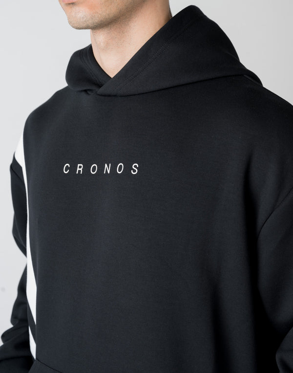 CRONOS 交替拼接連帽衫 [炭灰色]