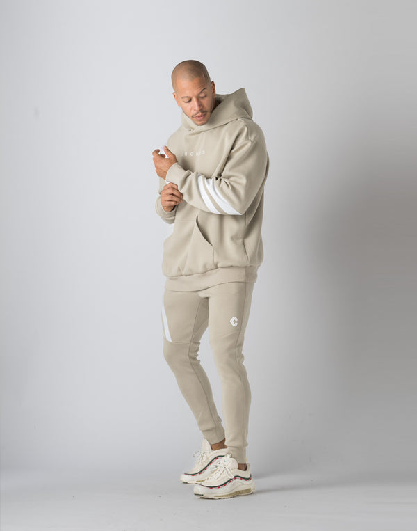 CRONOS ALTERNATING PANELS HOODIE【GREIGE】