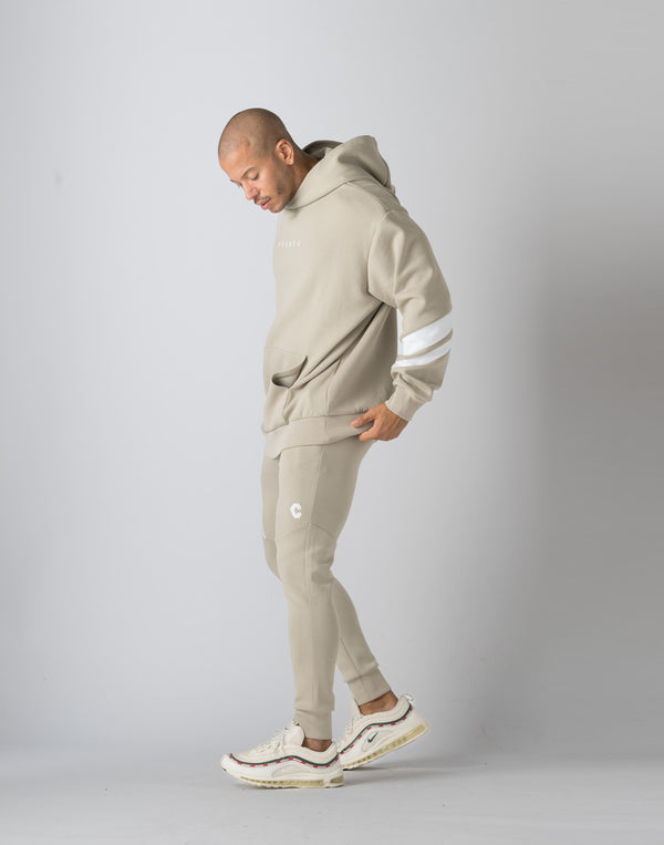 CRONOS ALTERNATING PANELS HOODIE【GREIGE】