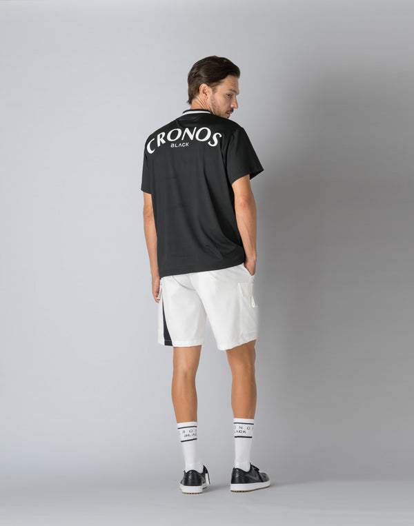 CRONOS 黑色立領大LOGO短袖襯衫 [黑色]
