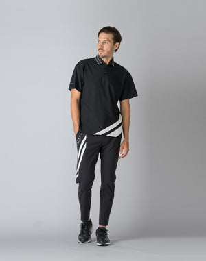 CRONOS BLACK STRIPED POLO SHIRT【BLACK】