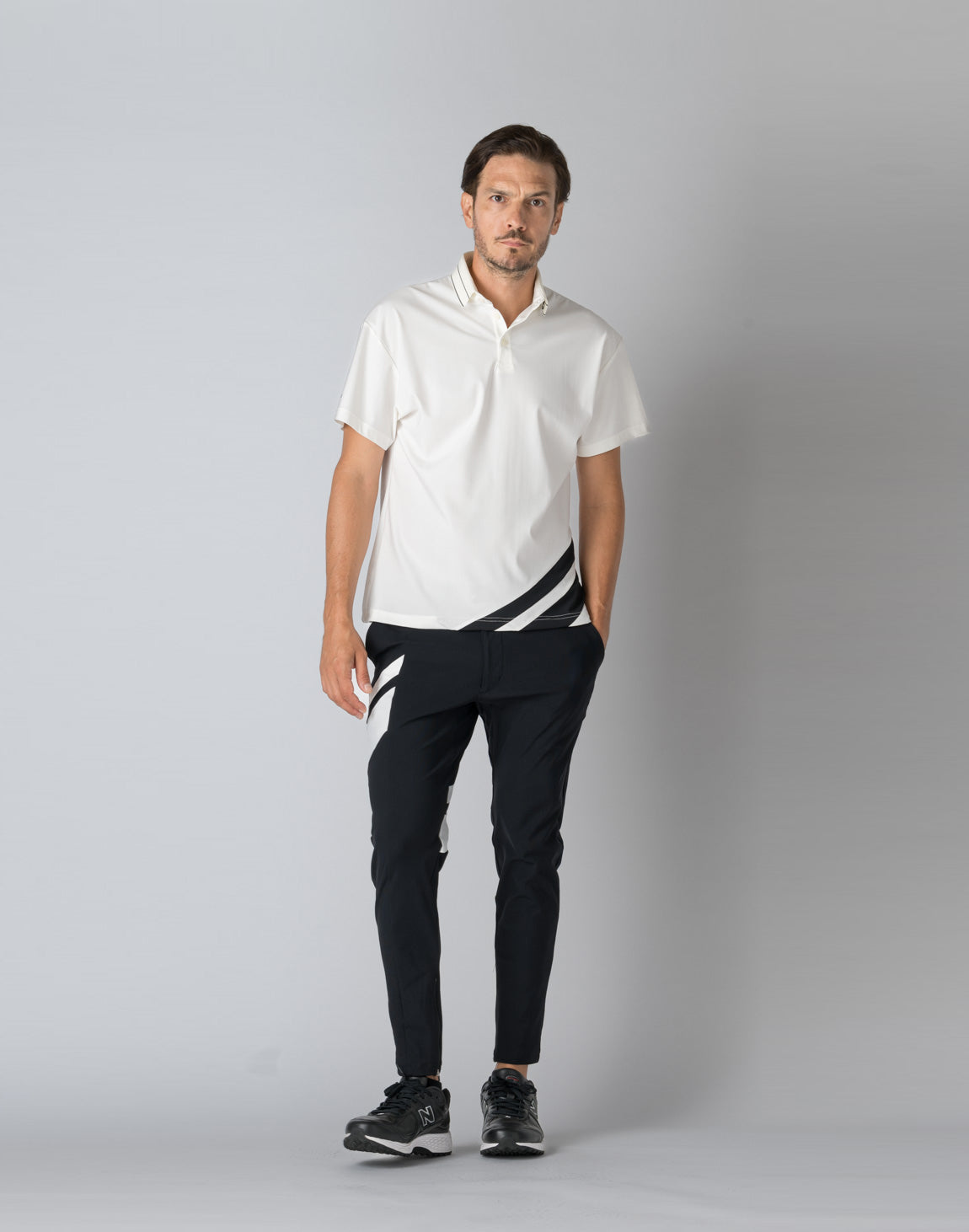 CRONOS BLACK STRIPED POLO SHIRT【WHITE】 – クロノス CRONOS