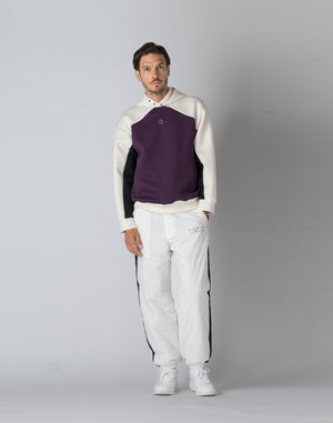 CRONOS BLACK COLOR-BLOCK DESIGN HOODIE【PURPLE】