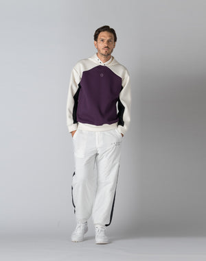 CRONOS BLACK COLOR-BLOCK DESIGN HOODIE【PURPLE】
