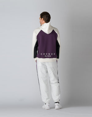 CRONOS BLACK COLOR-BLOCK DESIGN HOODIE【PURPLE】
