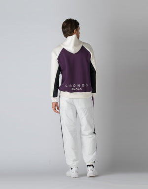 CRONOS BLACK COLOR-BLOCK DESIGN HOODIE【PURPLE】