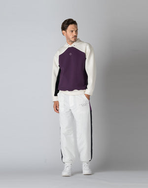 CRONOS BLACK COLOR-BLOCK DESIGN HOODIE【PURPLE】