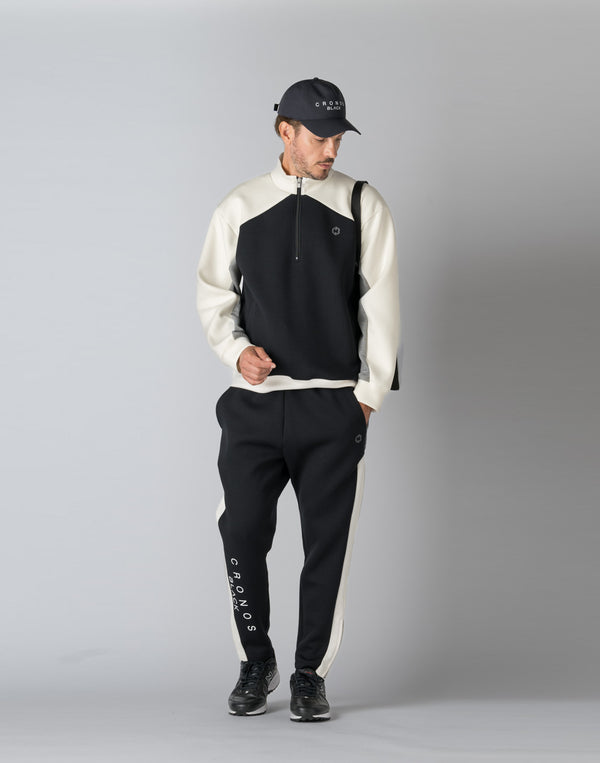 CRONOS BLACK COLOR-BLOCK DESIGN PANTS [BLACK]