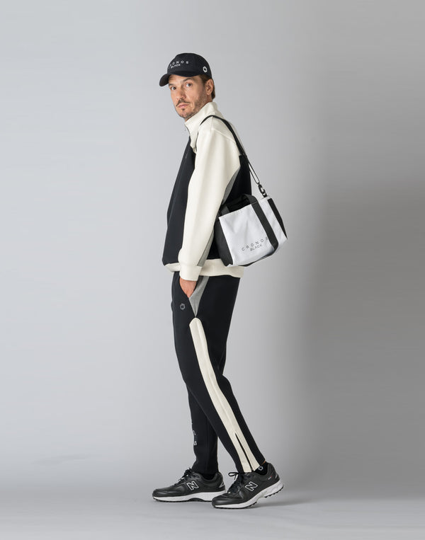 CRONOS BLACK COLOR-BLOCK DESIGN PANTS [BLACK]