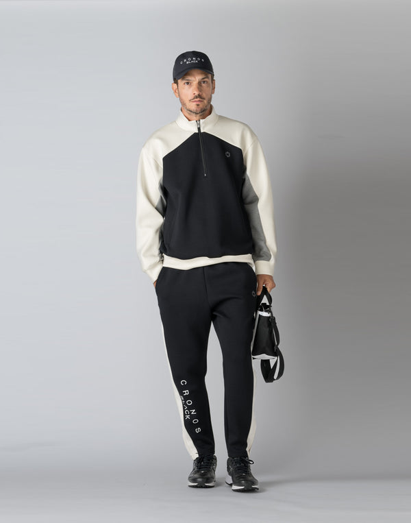 CRONOS BLACK COLOR-BLOCK DESIGN PANTS [BLACK]