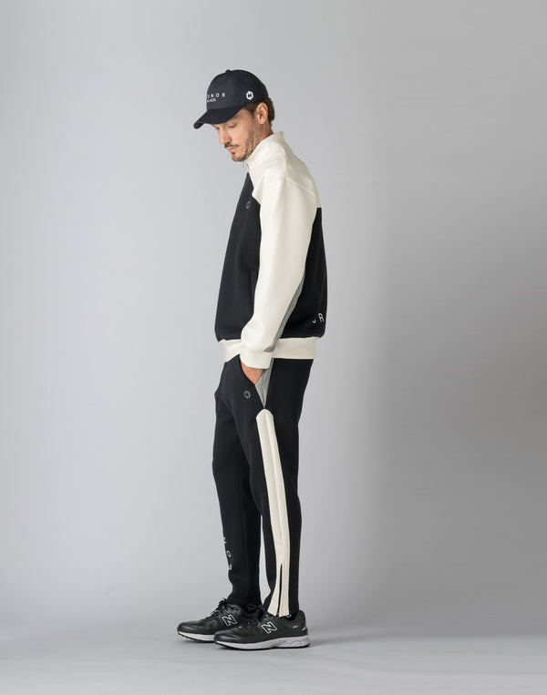 CRONOS BLACK COLOR-BLOCK DESIGN PANTS [BLACK]