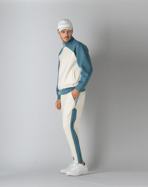 CRONOS BLACK COLOR-BLOCK DESIGN PANTS [WHITE]