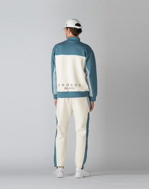 CRONOS BLACK COLOR-BLOCK DESIGN PANTS [WHITE]