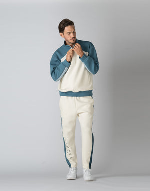 CRONOS BLACK COLOR-BLOCK DESIGN PANTS [WHITE]