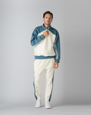 CRONOS BLACK COLOR-BLOCK DESIGN PANTS [WHITE]