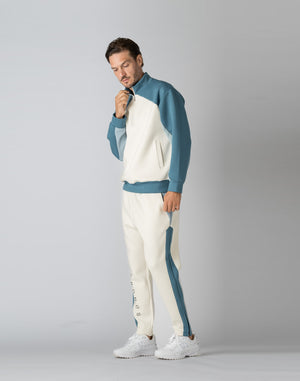 CRONOS BLACK COLOR-BLOCK DESIGN PANTS [WHITE]
