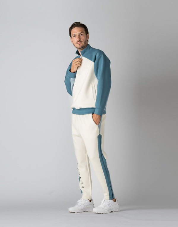 CRONOS BLACK COLOR-BLOCK DESIGN PANTS [WHITE]
