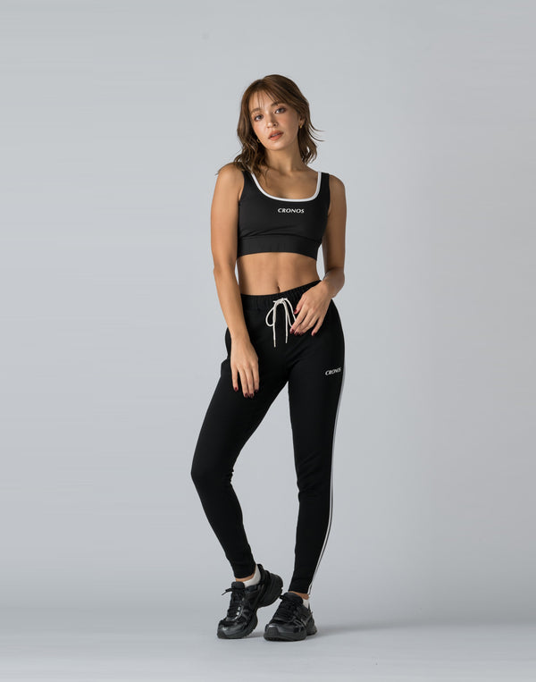 CRONOS WOMEN 2LINE STRETCH PANTS【BLACK】