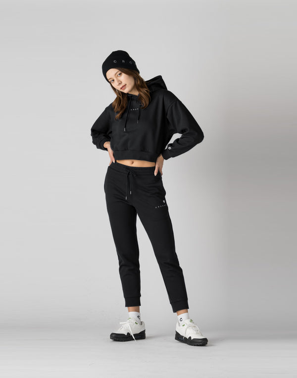 CRONOS WOMEN HEART LOGO SWEAT PANTS【BLACK】
