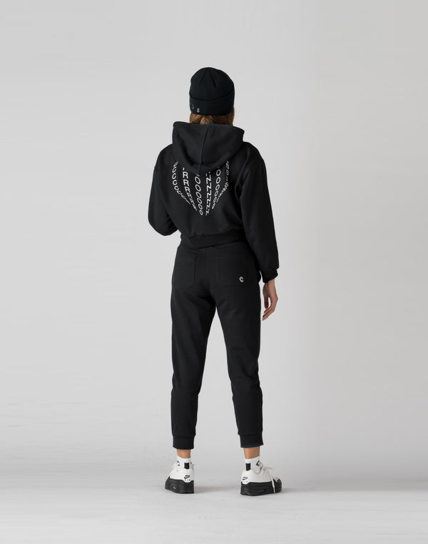 CRONOS WOMEN HEART LOGO SHORT HOODIE [BLACK]