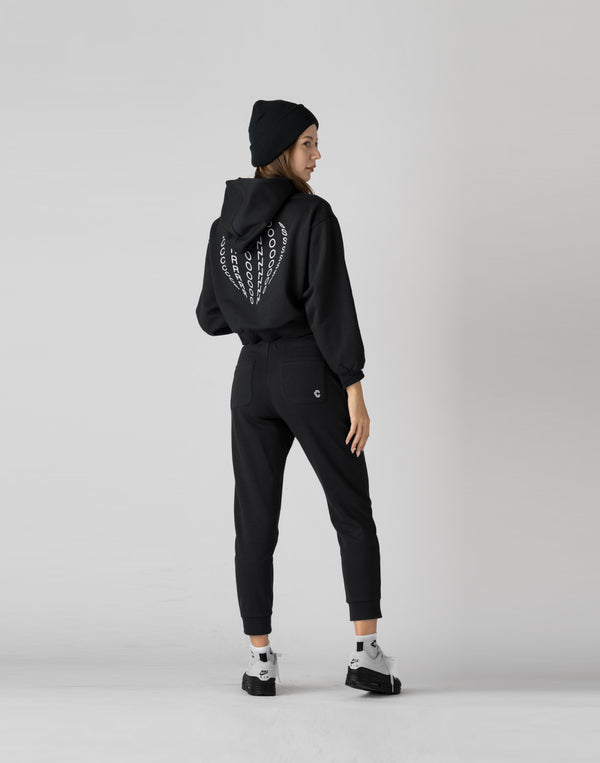 CRONOS WOMEN HEART LOGO SWEAT PANTS【BLACK】