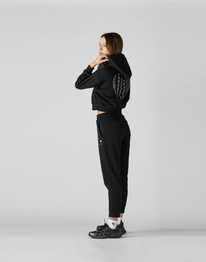 CRONOS WOMEN HEART LOGO SWEAT PANTS【BLACK】
