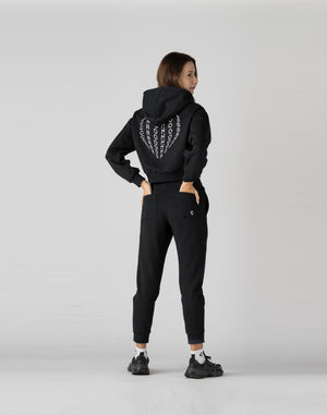 CRONOS WOMEN HEART LOGO SWEAT PANTS【BLACK】