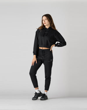 CRONOS WOMEN HEART LOGO SWEAT PANTS【BLACK】