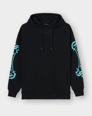CRONOS BLACKLETTER HOODIE [BLACK×BLUE]