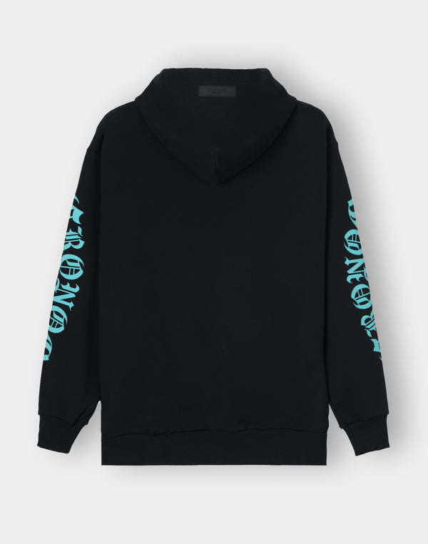 CRONOS BLACKLETTER HOODIE [BLACK×BLUE]