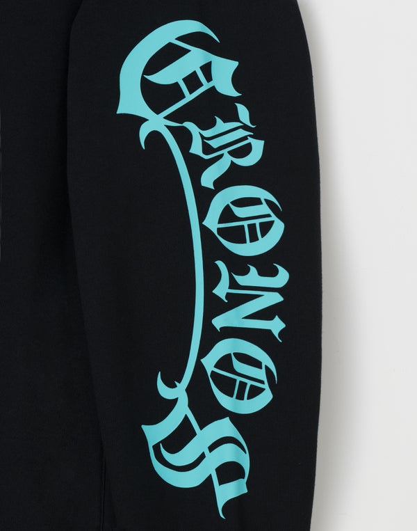 CRONOS BLACKLETTER HOODIE [BLACK×BLUE]