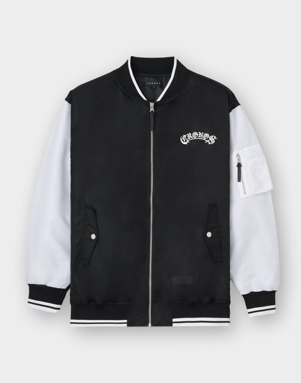 CRONOS BLACKLETTER MA-1 JACKET [BLACK×WHITE]