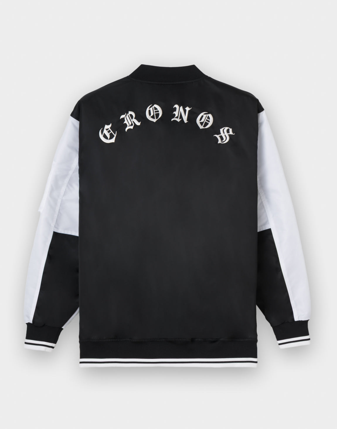 【美品】クロノス cronos MA-1 ジャケット　ブルゾン ホワイト CRONOS BLACKLETTER MA-1 JACKET【BLACK×WHITE】