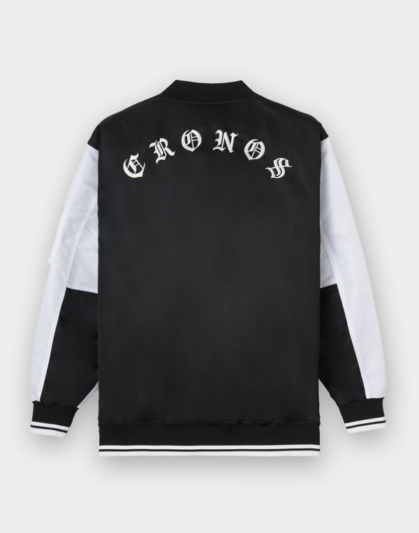 CRONOS BLACKLETTER MA-1 JACKET [BLACK×WHITE]