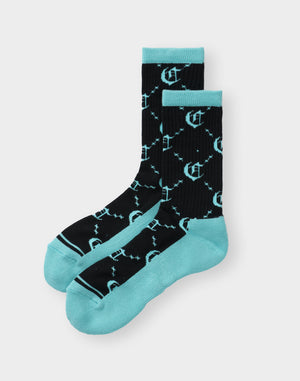 CRONOS BLACKLETTER ORIGINAL MONOGRAM SOCKS【T.BLUE】