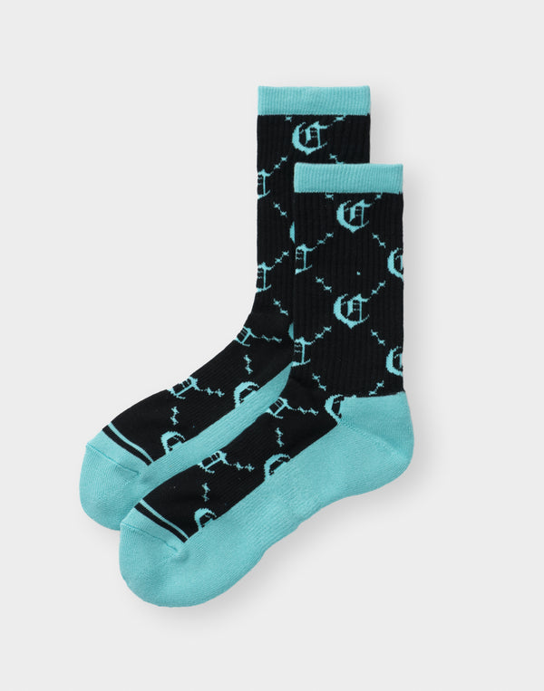 CRONOS BLACKLETTER ORIGINAL MONOGRAM SOCKS【T.BLUE】