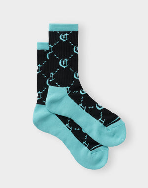 CRONOS BLACKLETTER ORIGINAL MONOGRAM SOCKS【T.BLUE】