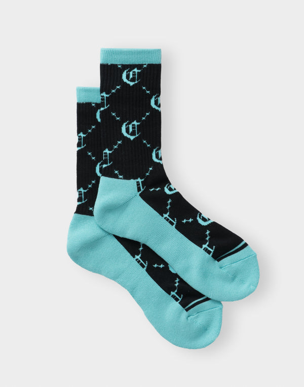 CRONOS BLACKLETTER ORIGINAL MONOGRAM SOCKS【T.BLUE】